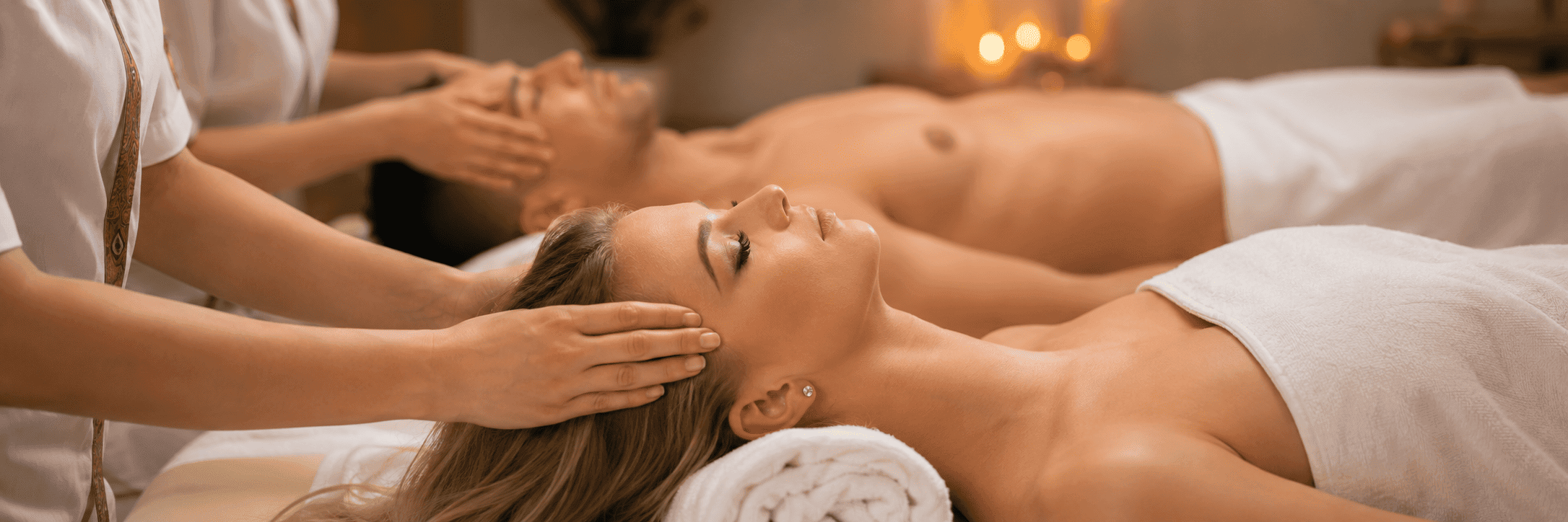 A relaxing massage treatment in warm ambient light