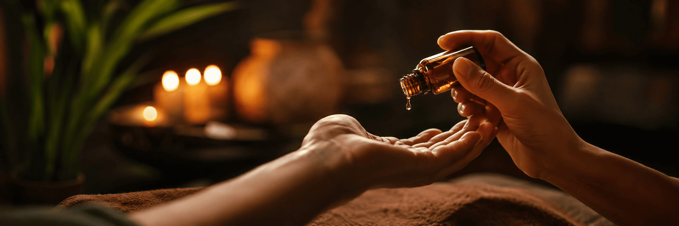 Warm oil being applied during a relaxing massage treatment
